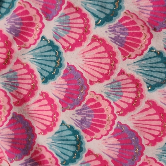 Tommy Bahama Girls Romper M 7/8) Cotton White Pink Teal Shells Tropical - Picture 3 of 4